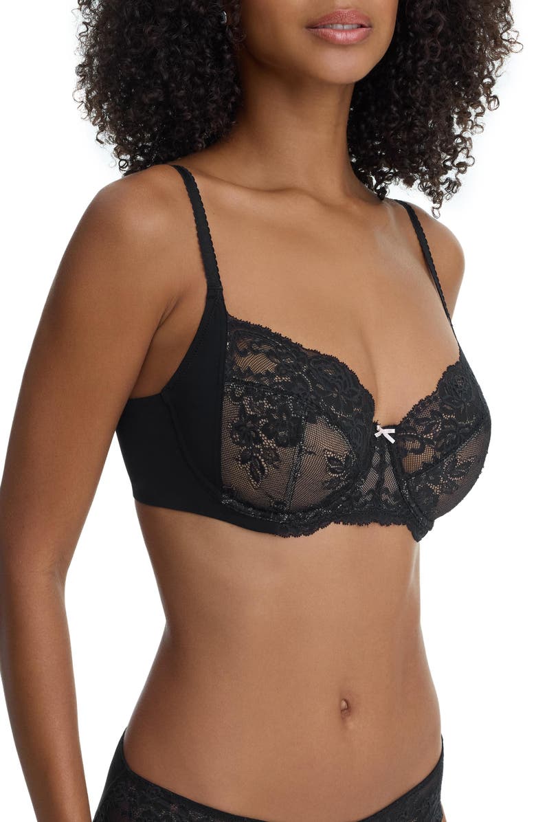 Skarlett Blue Captivate Full Coverage Unlined Lace Bra, Alternate, color, Black
