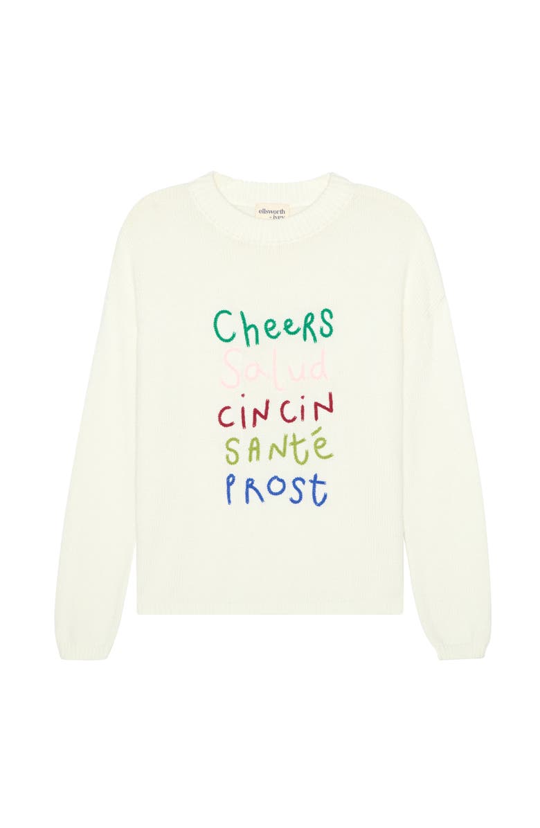 Ellsworth + Ivey Sadie Crewneck Sweater - World Cheers, Main, color, Ivory