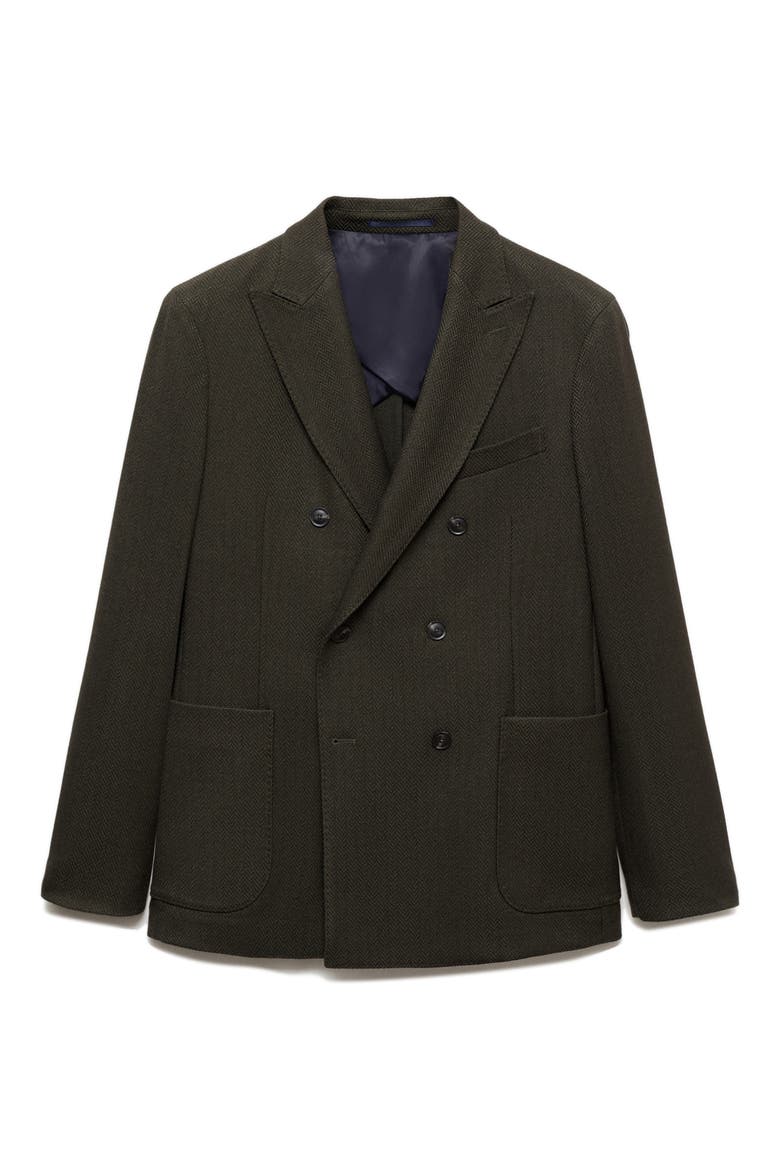 Slim Fit Herringbone Double Breasted Blazer, Alternate, color, GREEN