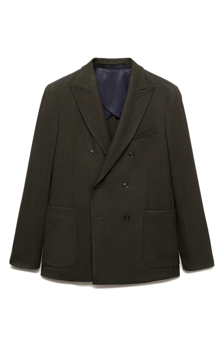 MANGO Slim Fit Herringbone Double Breasted Blazer, Alternate, color,