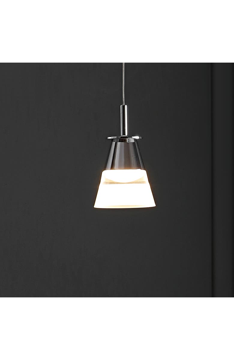 JONATHAN Y Alain 1-Light Adjustable Metal Integrated LED Pendant, Alternate, color, Chrome/White