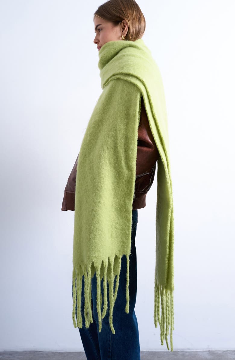 Topshop Sydney Blanket Scarf, Alternate, color, Medium Green