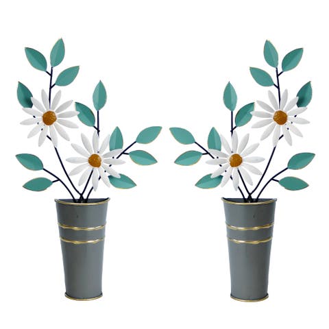 Wall Pot with Flower Set of 2