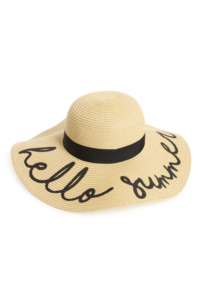 Hello Summer Floppy Straw Hat, Main, color, NATURAL SUMMER