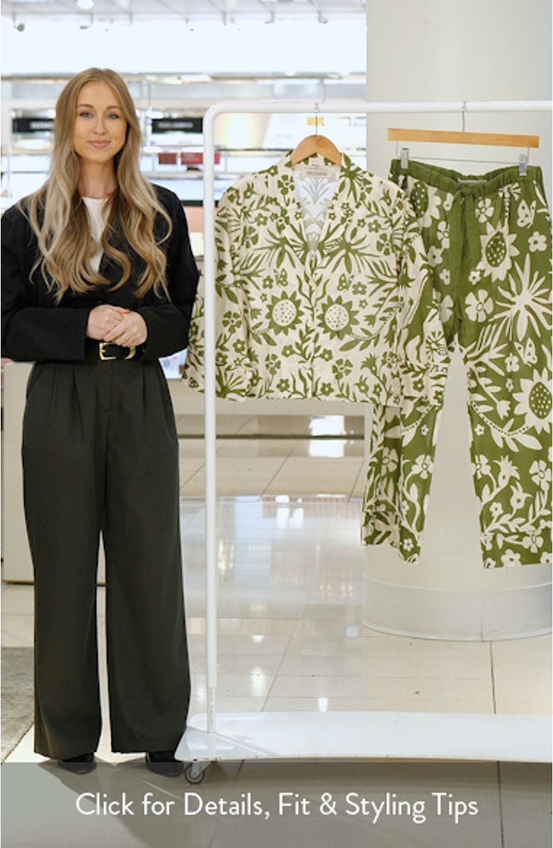 Print Boxy Wide Leg Cotton Pajamas, sales video thumbnail