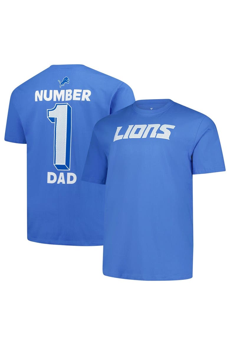 Men's Fanatics  Blue Detroit Lions Big & Tall Number One Dad T-Shirt, Alternate, color, Blue