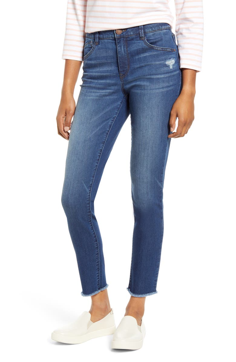Wit & Wisdom Ab-Solution High Waist Fray Hem Ankle Skinny Jeans, Main, color,