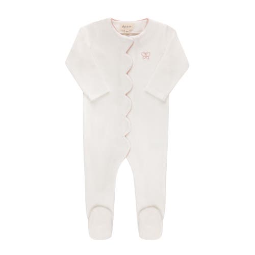 Ely's & Co. Velour Embroidered Bird & Butterfly Collection In Ivory/pink