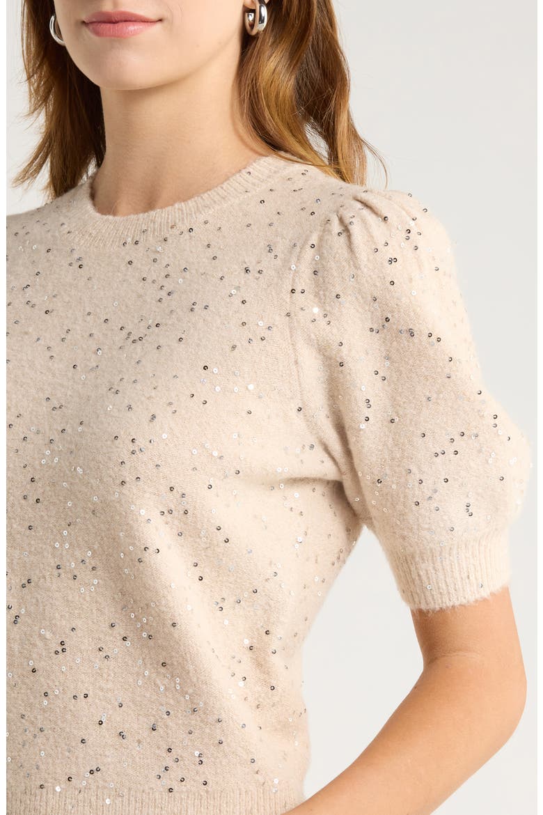 Gladiolus Sequin Embellished Crewneck Sweater, Alternate, color, SOFT PINK