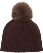 Nordstrom Cashmere Rib Beanie with Pom