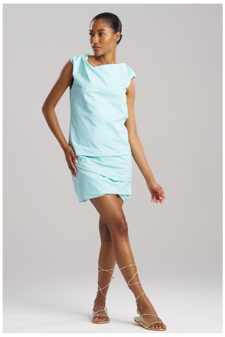 TECHNO POPLIN Asymetrical Orgiami Dress, Main, color, LIGHT BLUE