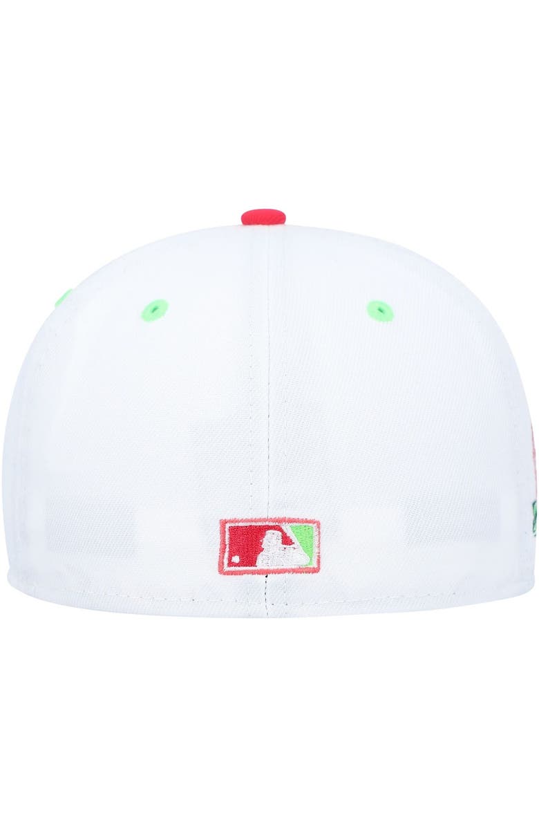 New Era Men's New Era White/Coral Milwaukee Brewers  County Stadium Strawberry Lolli 59FIFTY Fitted Hat, Alternate, color, 