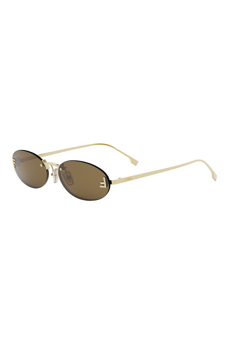 'Fendi First 54mm Oval Sunglasses, Alternate, color, SHINY ENDURA GOLD