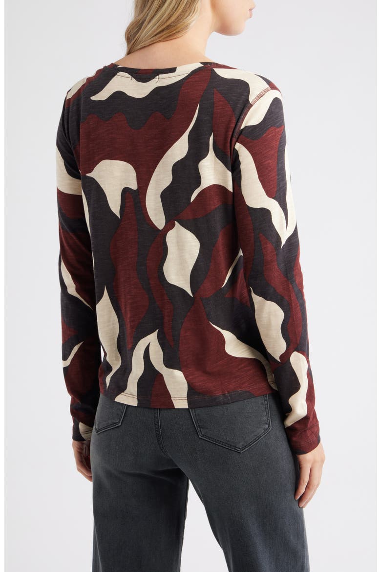 Print Split Neck Knit Top, Alternate, color, CHICORY RED