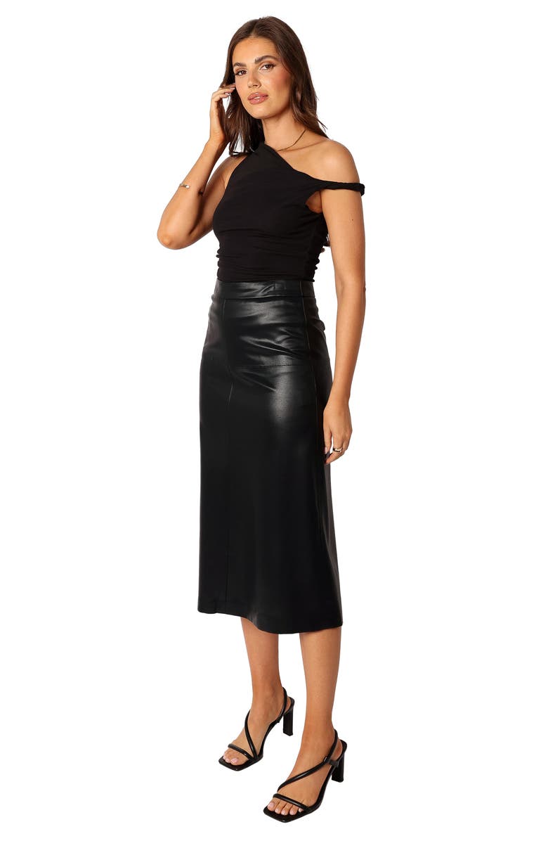 Petal & Pup Miller Faux Leather Midi Skirt, Alternate, color,