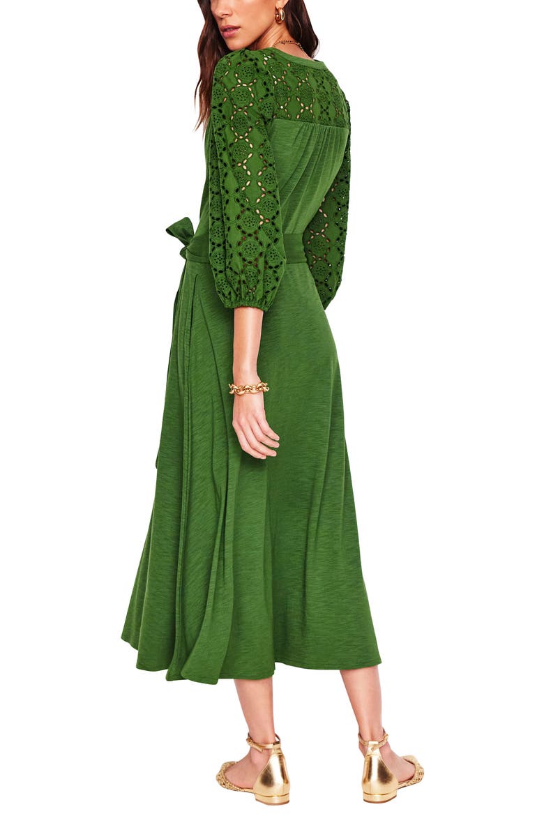 Eyelet Embroidery Long Sleeve Dress, Alternate, color, GREEN
