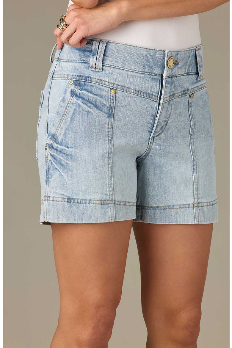 V-Yoke High Waist Denim Shorts, Alternate, color, LIGHT BLUE VINTAGE