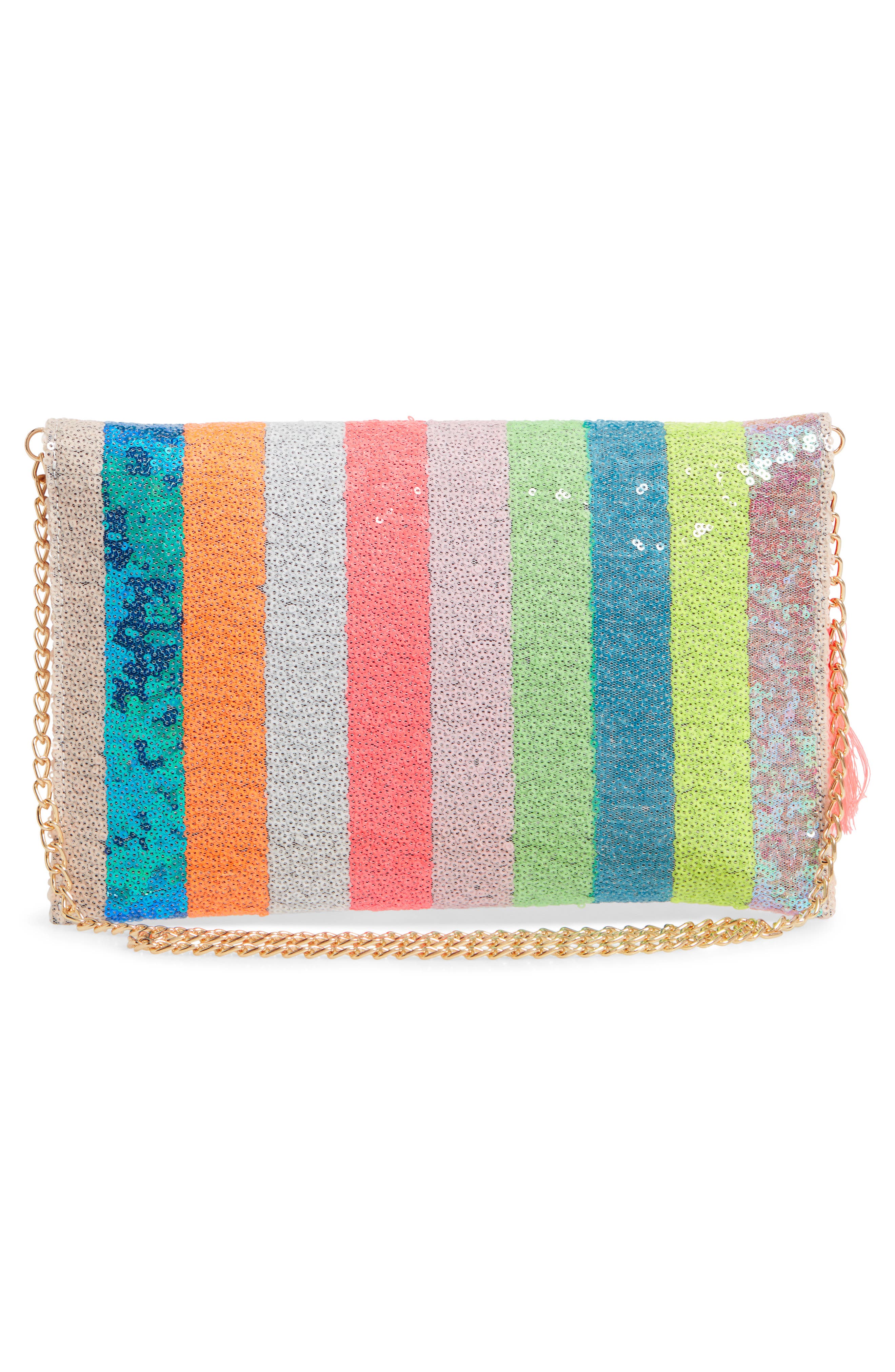 Mali + Lili Leah Sequin Stripe Clutch, Alternate, color, 