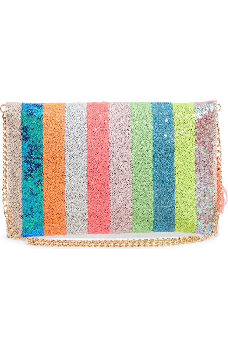Mali + Lili Leah Sequin Stripe Clutch, Alternate, color,