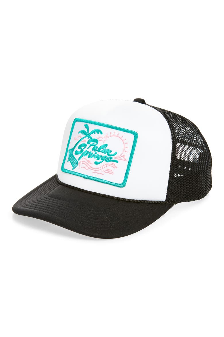 Palm Springs Trucker Hat, Main, color, BLACK/ WHITE