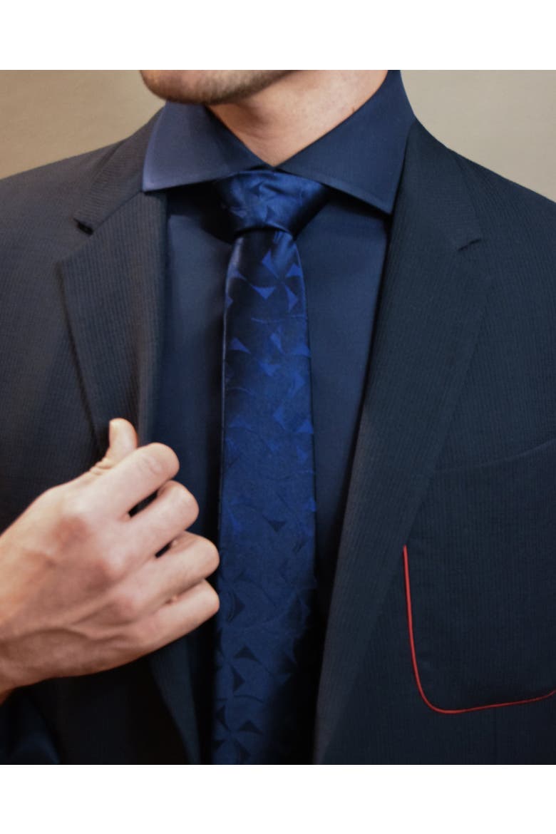 Pinwheel Silk Jacquard Tie, Alternate, color, Navy