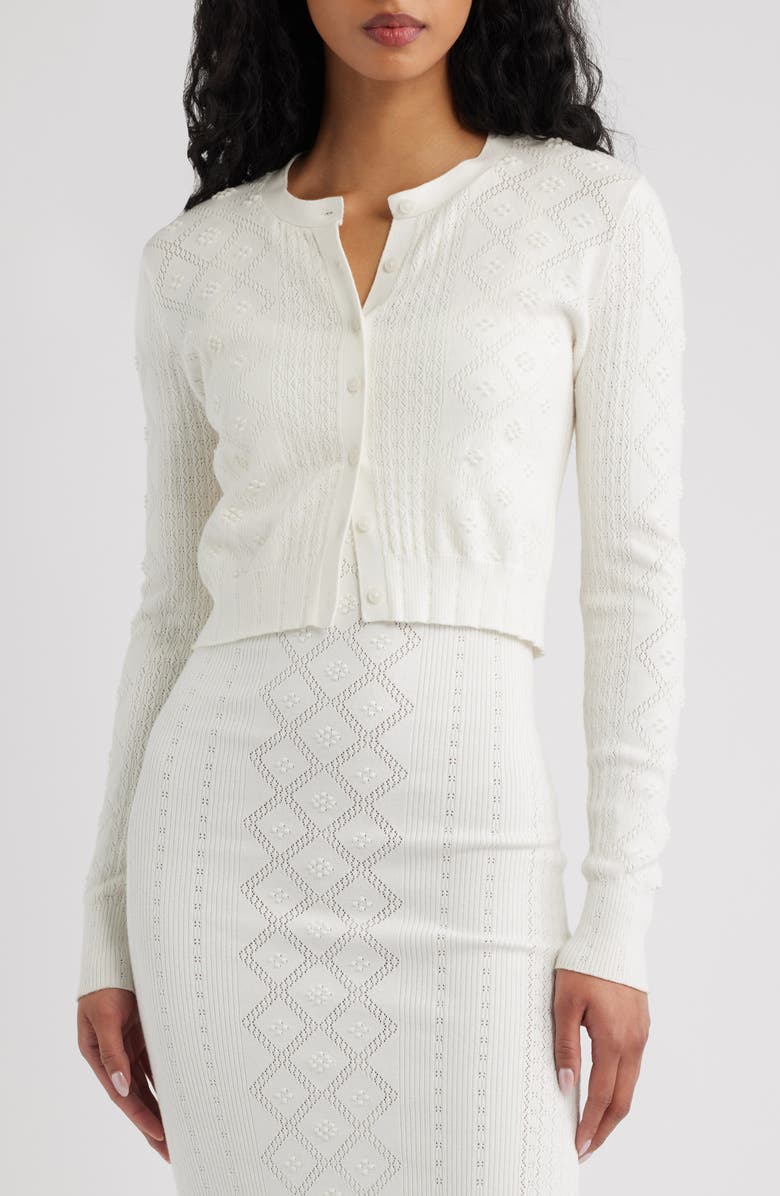 LoveShackFancy Laken Cardigan, Alternate, color, Off White