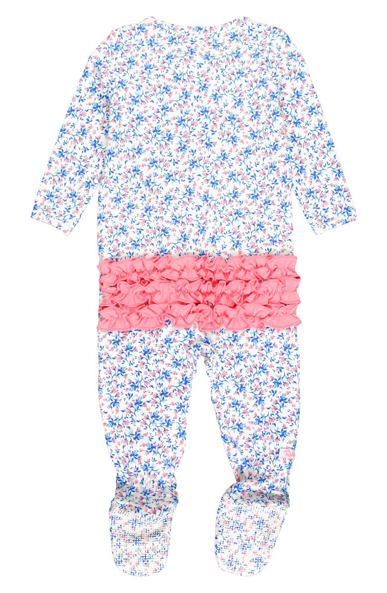 RuffleButts Kids' Tea Time Ruffle Fitted One-Piece Footie Pajamas, Alternate, color, 