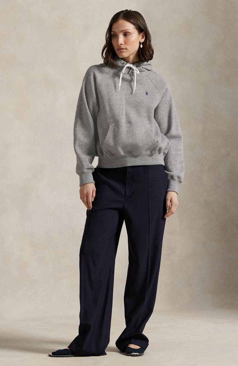 Polo Ralph Lauren Arctic Fleece Shrunken Fit Hoodie, Alternate, color, Dark Vintage Heather