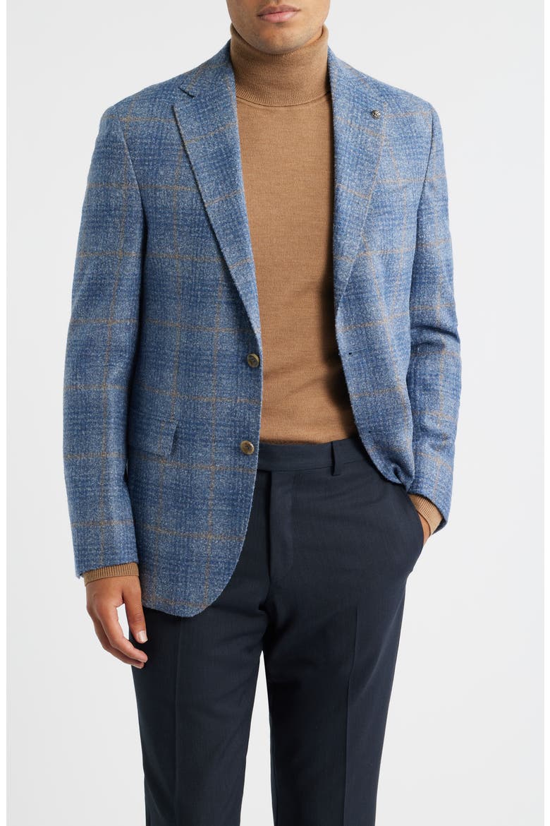 McAllen Blue Windowpane Check Soft Constructed Alpaca & Wool Blend Sport Coat, Main, color, BLUE