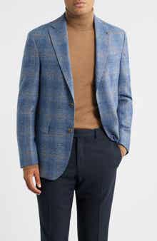 McAllen Blue Windowpane Check Soft Constructed Alpaca & Wool Blend Sport Coat
