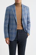 Jack Victor McAllen Blue Windowpane Check Soft Constructed Alpaca & Wool Blend Sport Coat