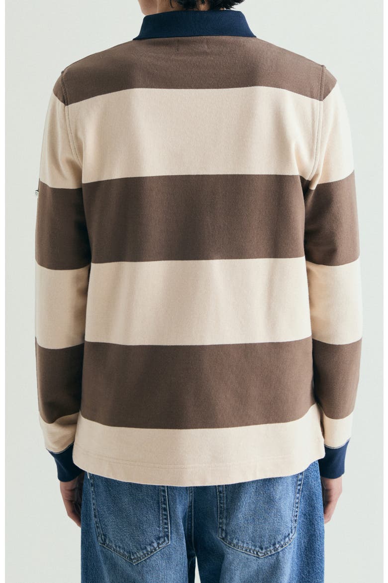 Contrasting Neck Striped Sweatshirt, Alternate, color, Brown