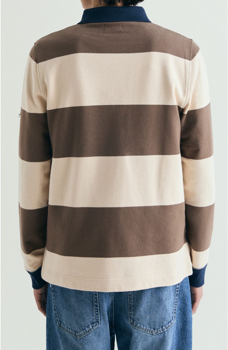 Scalpers Contrasting Neck Striped Sweatshirt, Alternate, color, Brown
