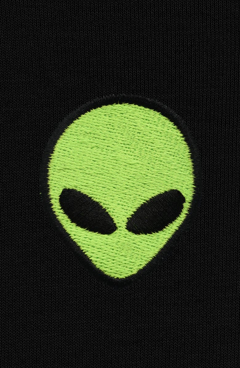 Dalix Alien Cropped Fleece Hoodie, Alternate, color, Black