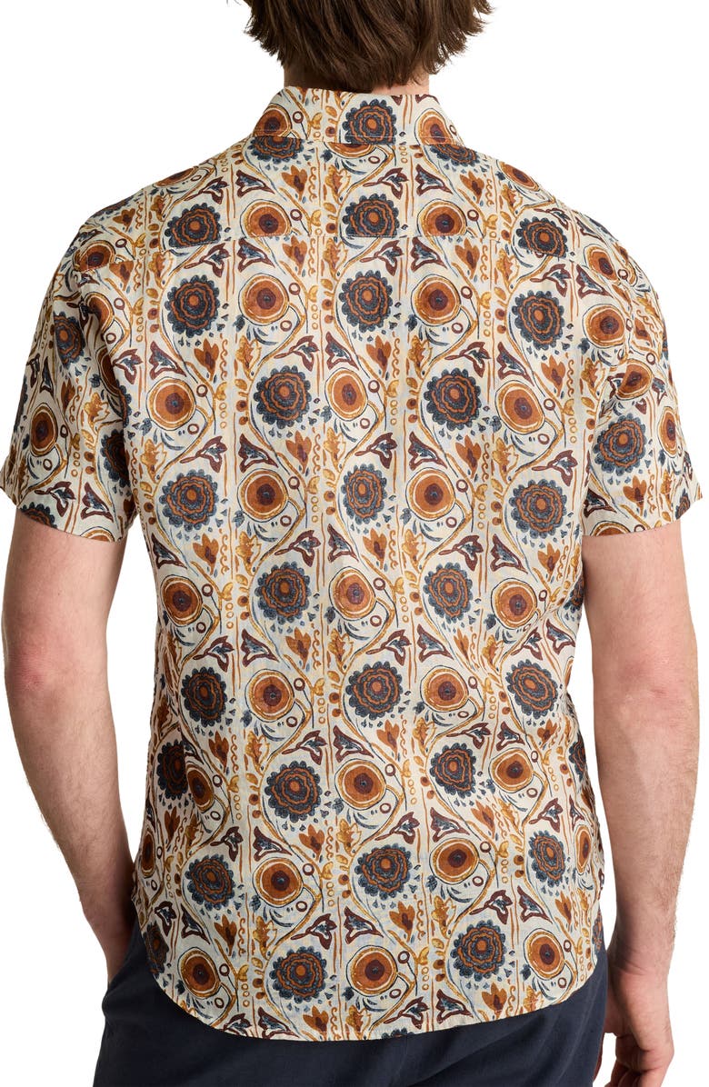 Bonobos Riviera Slim Fit Floral Short Sleeve Linen Button-Down Shirt, Alternate, color, Jasper Abstract Floral