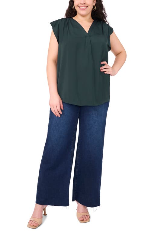 Vince Camuto Ruffle Shoulder Sleeveless Blouse In Green