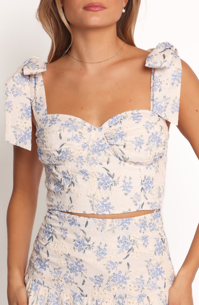 Petal & Pup Kara Floral Eyelet Cotton Crop Top & Midi Skirt Set, Alternate, color, Blue Floral