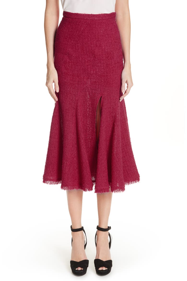 Flare Hem Tweed Skirt, Main, color, RASPBERRY