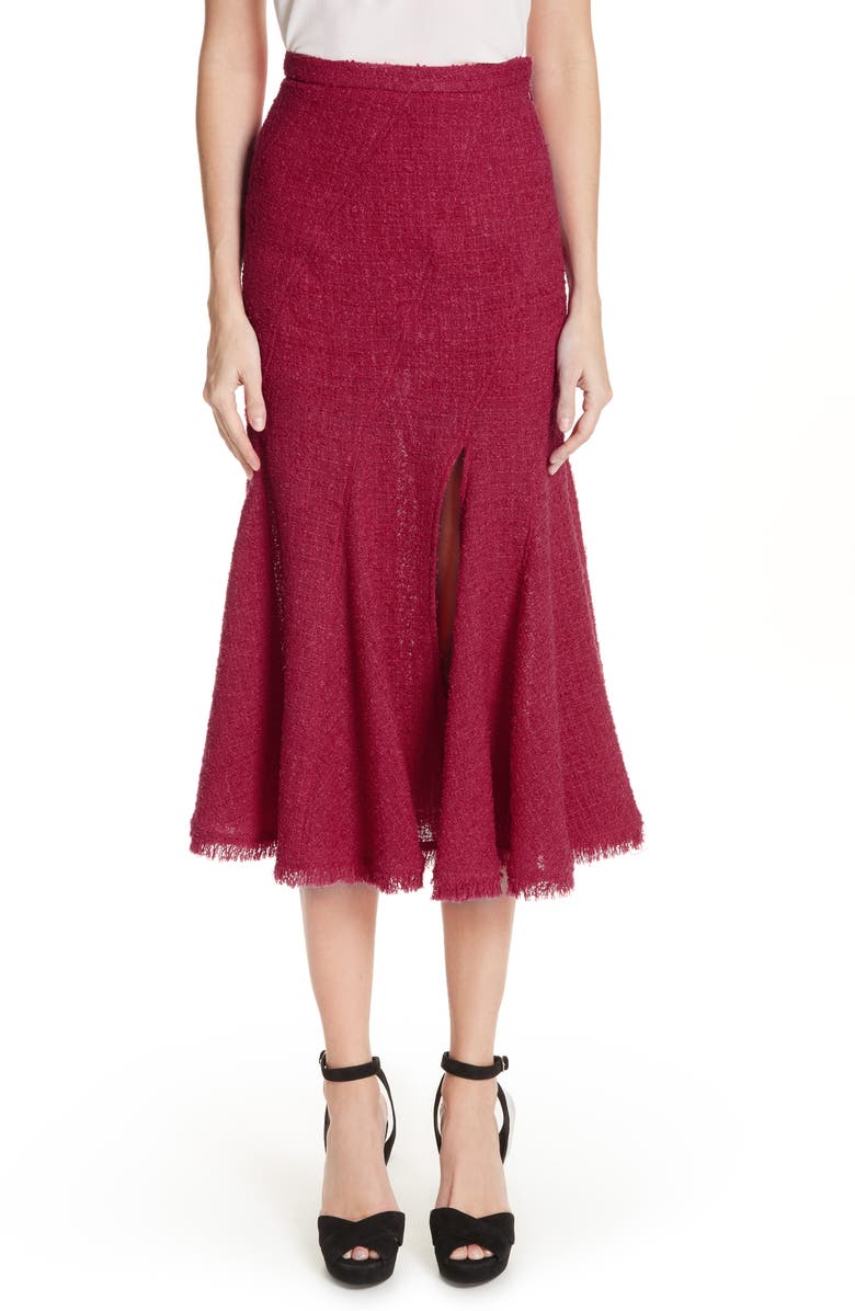 Oscar de la Renta Flare Hem Tweed Skirt, Main, color, 