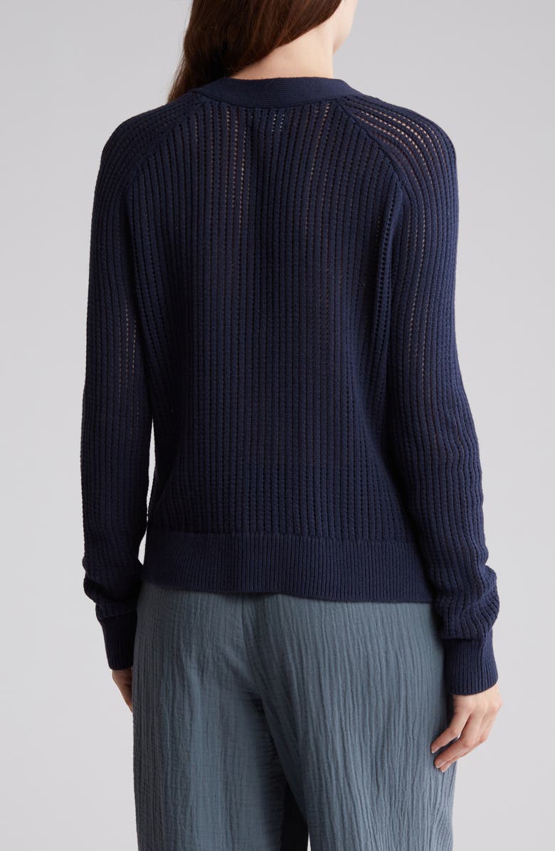 Caslon<sup>®</sup> Cotton Blend Pointelle Cardigan, Alternate, color, Navy Blazer