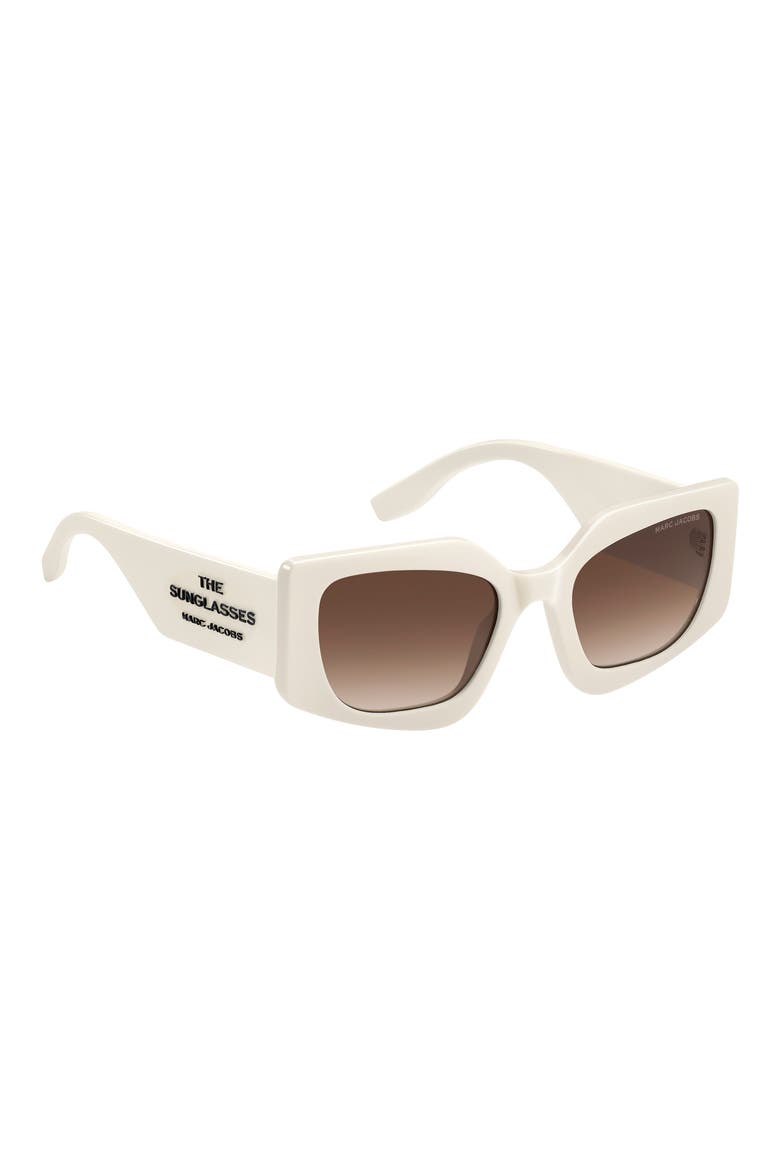 53mm Gradient Rectangular Sunglasses, Alternate, color, IVORY/ BROWN SF