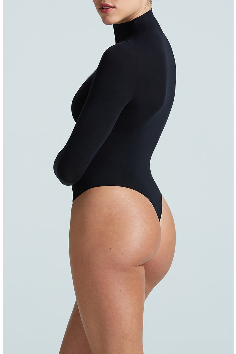 Ballet Mock Neck Bodysuit, Alternate, color, BLACK