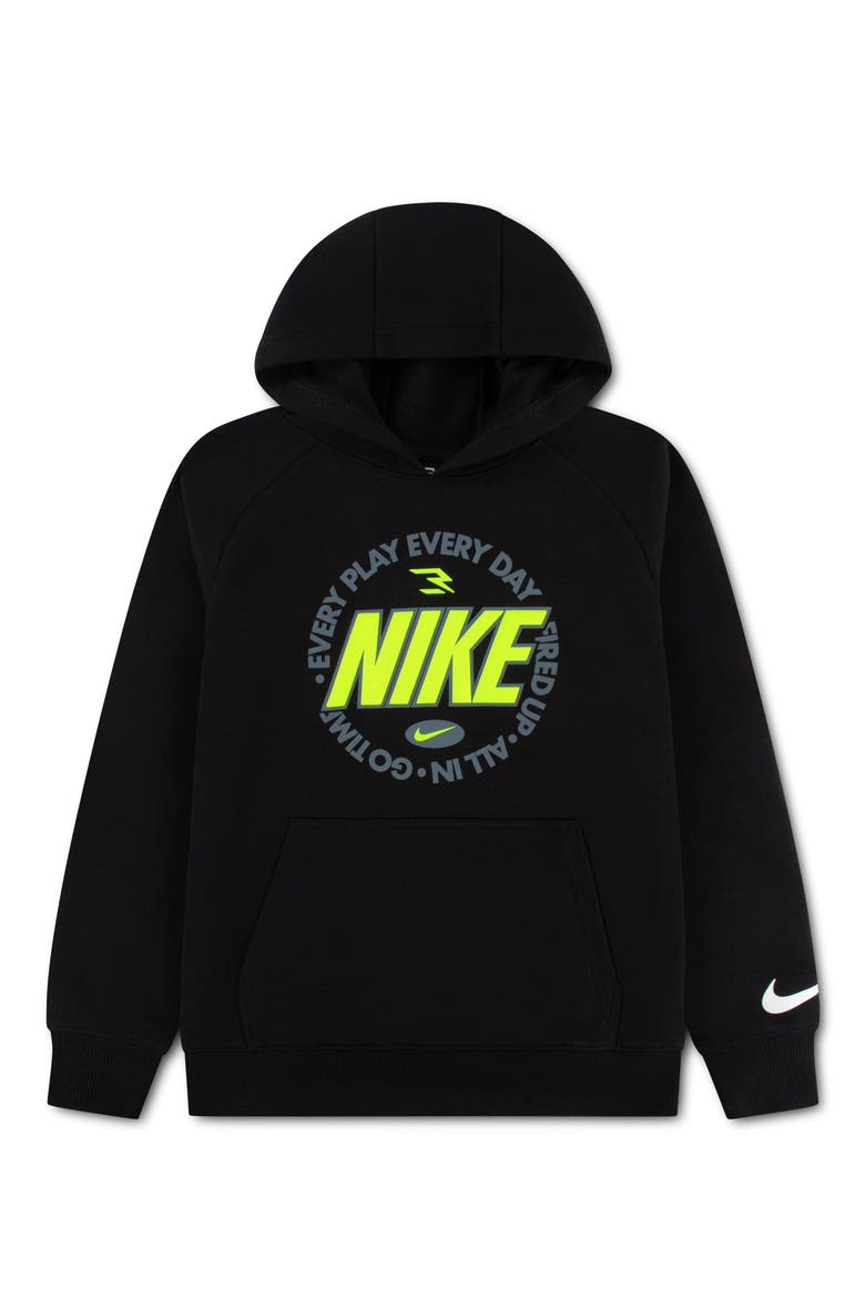 Kids' Graphic Hoodie, Main, color, BLACK