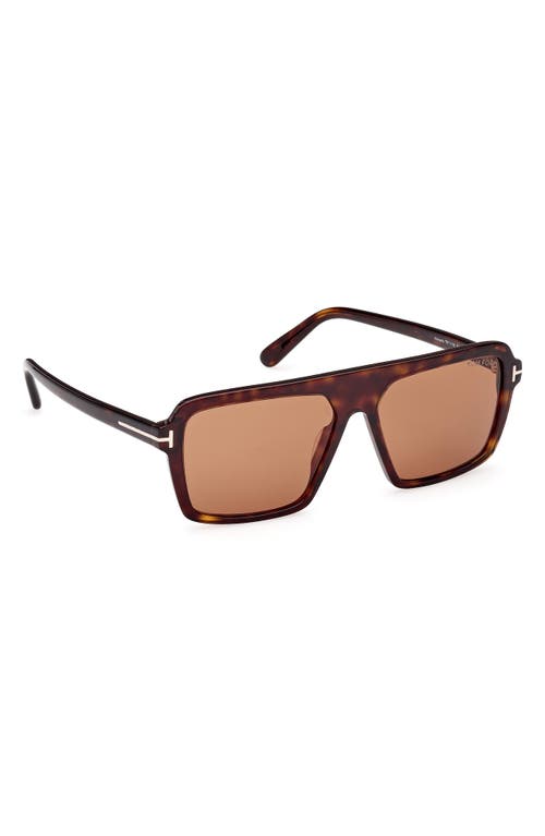 Tom Ford Square Sunglasses In Dark Havana Eco/t Logo