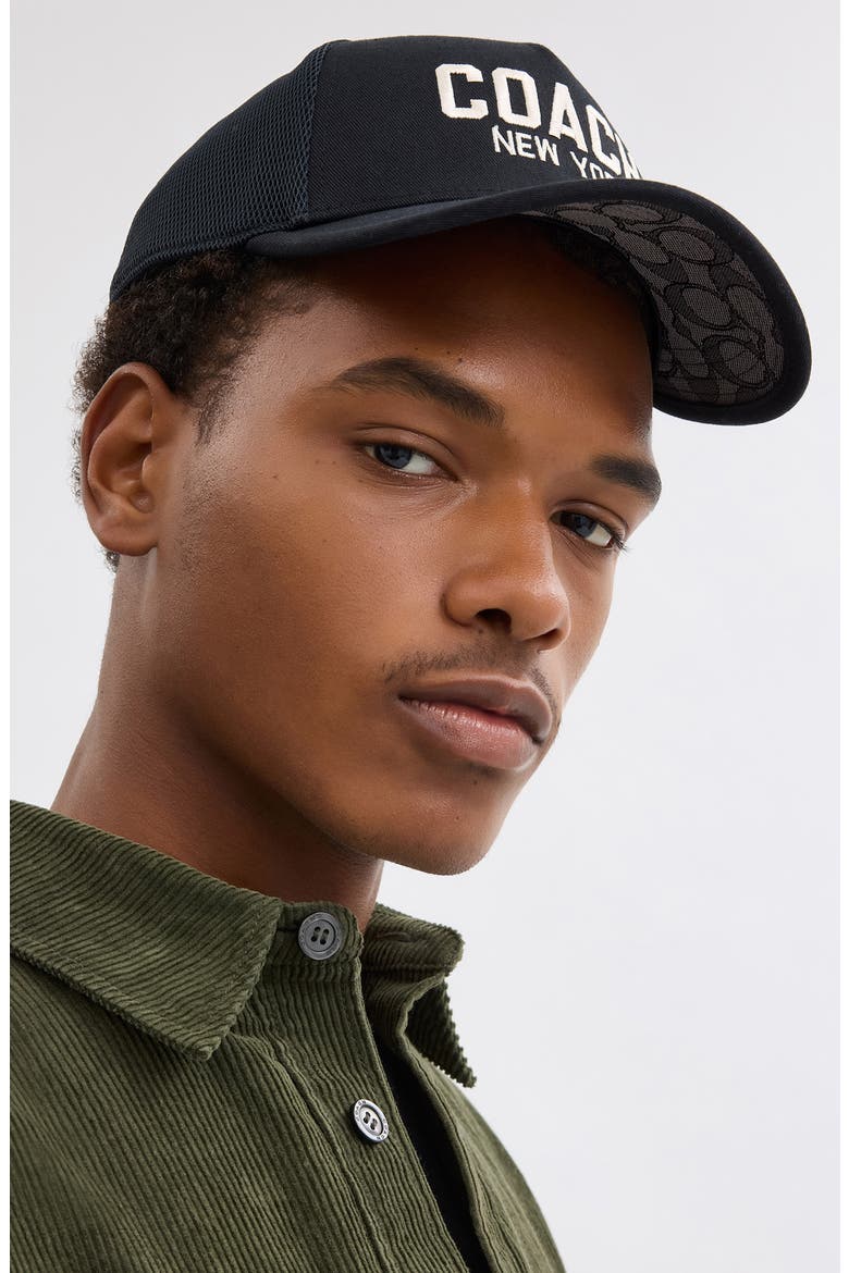 Logo Cotton Twill Trucker Hat, Alternate, color, BLACK