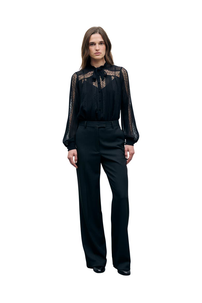 High Waisted Wide Leg Trousers, Alternate, color, Black