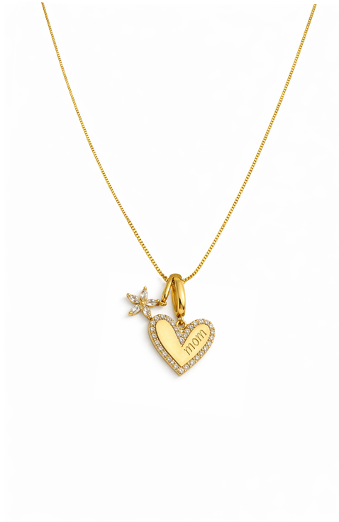 Sophia MOM Pavé Heart & Floral Charm Necklace