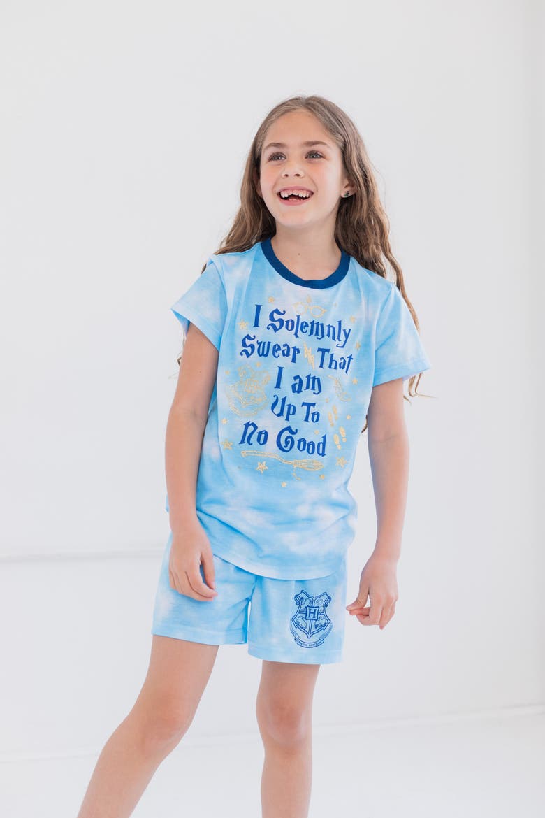 2-Piece Pajama Shirt and Shorts Set, Alternate, color, Sky Blue Tie Dye