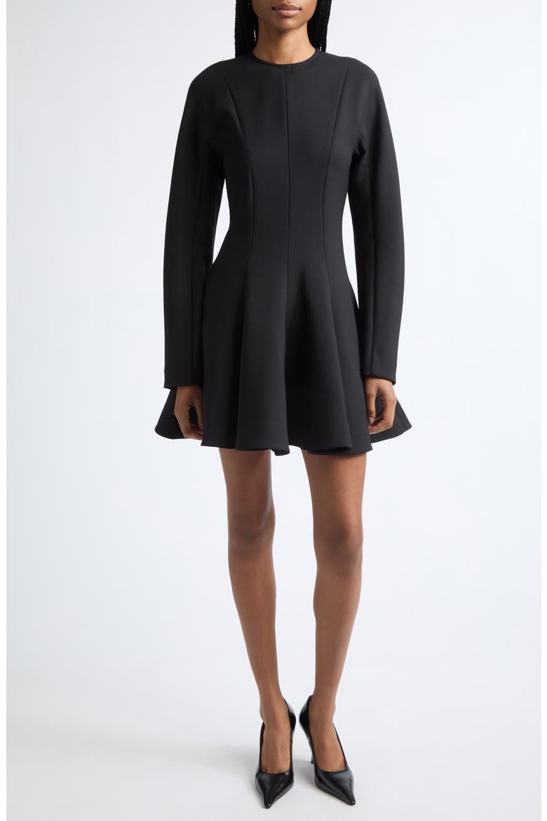 Long Sleeve Stretch Minidress, Main, color, BLACK