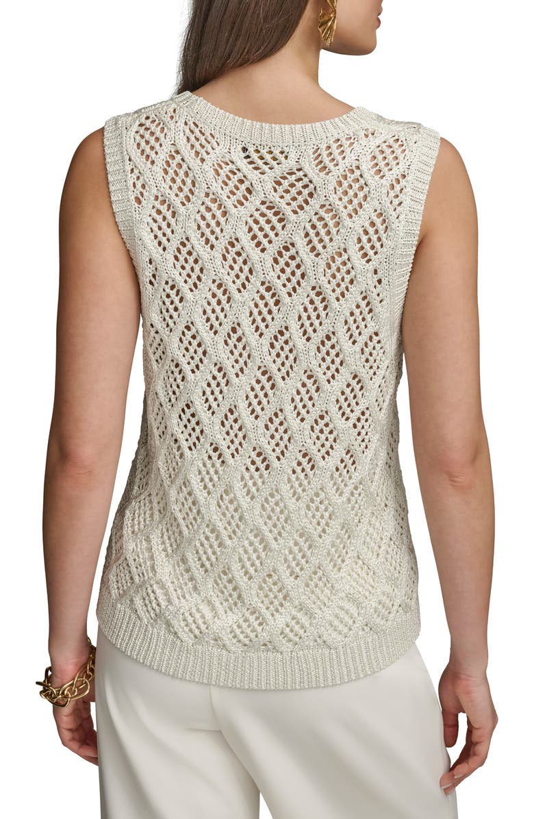 Donna Karan New York Diamond Pattern Sleeveless Sweater, Alternate, color, 